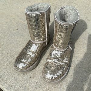 Ugg Silver Sequin Short Boots